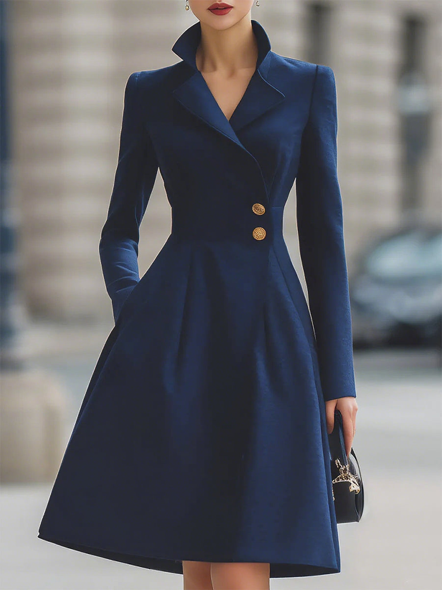 Isabelle | Tailored Fit Flared Coat Dress - Elle & Milo