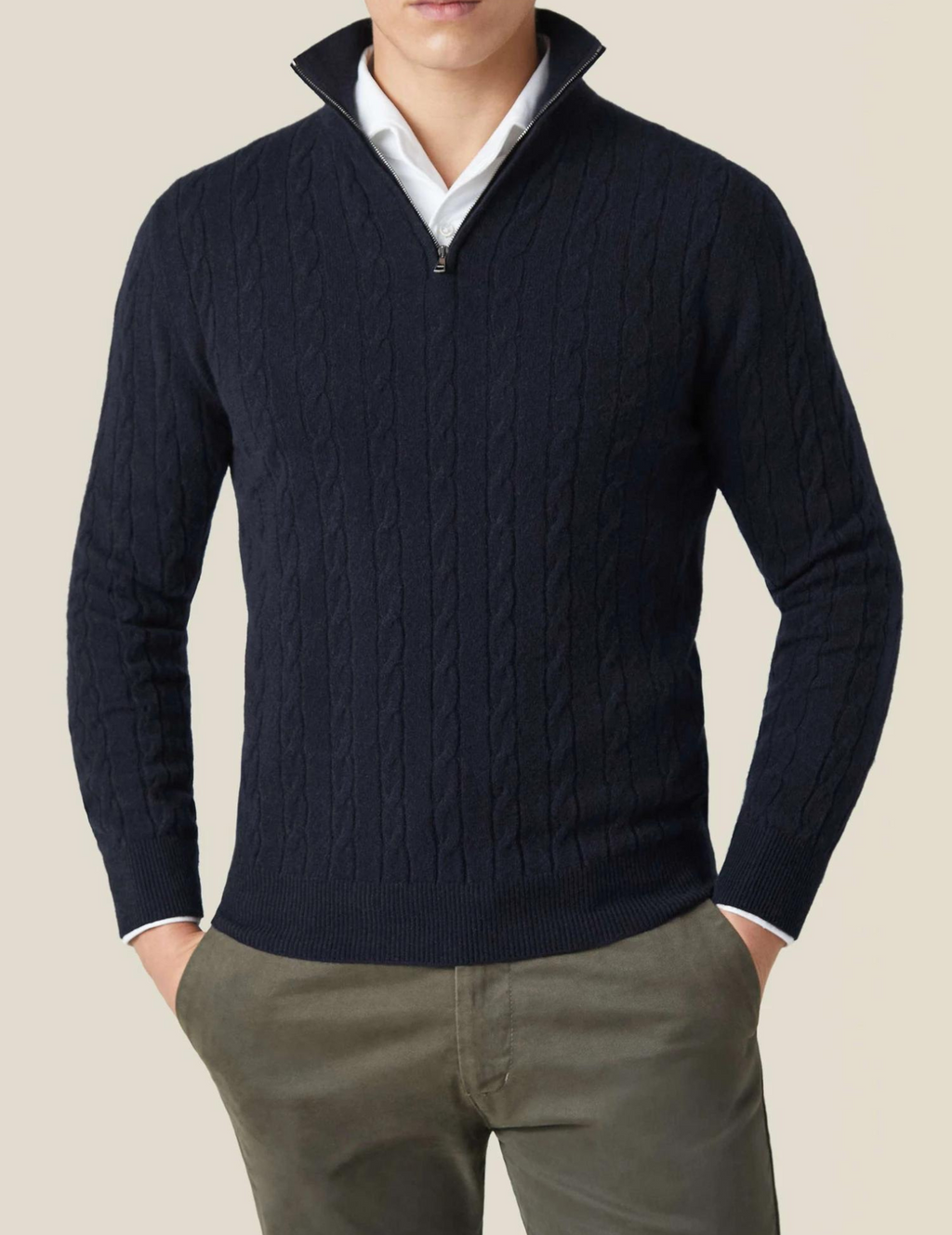 COURCHEVEL Cable Knit Zipper Sweater