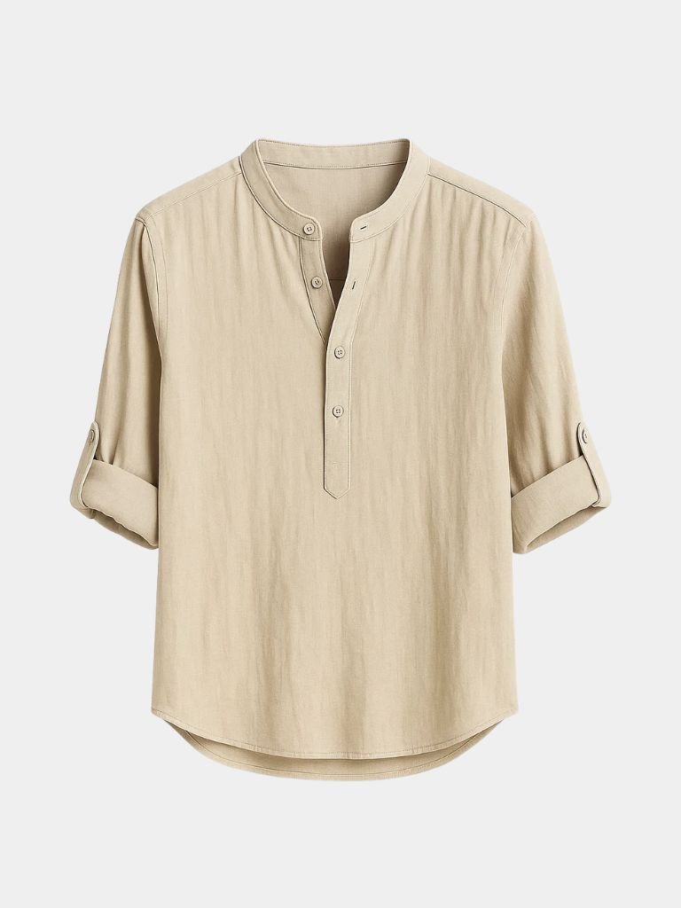 Casual Henley Neck Long Sleeve T-Shirt for Men