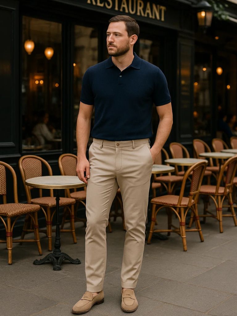 Casual Slim Fit Trousers Nude for Men