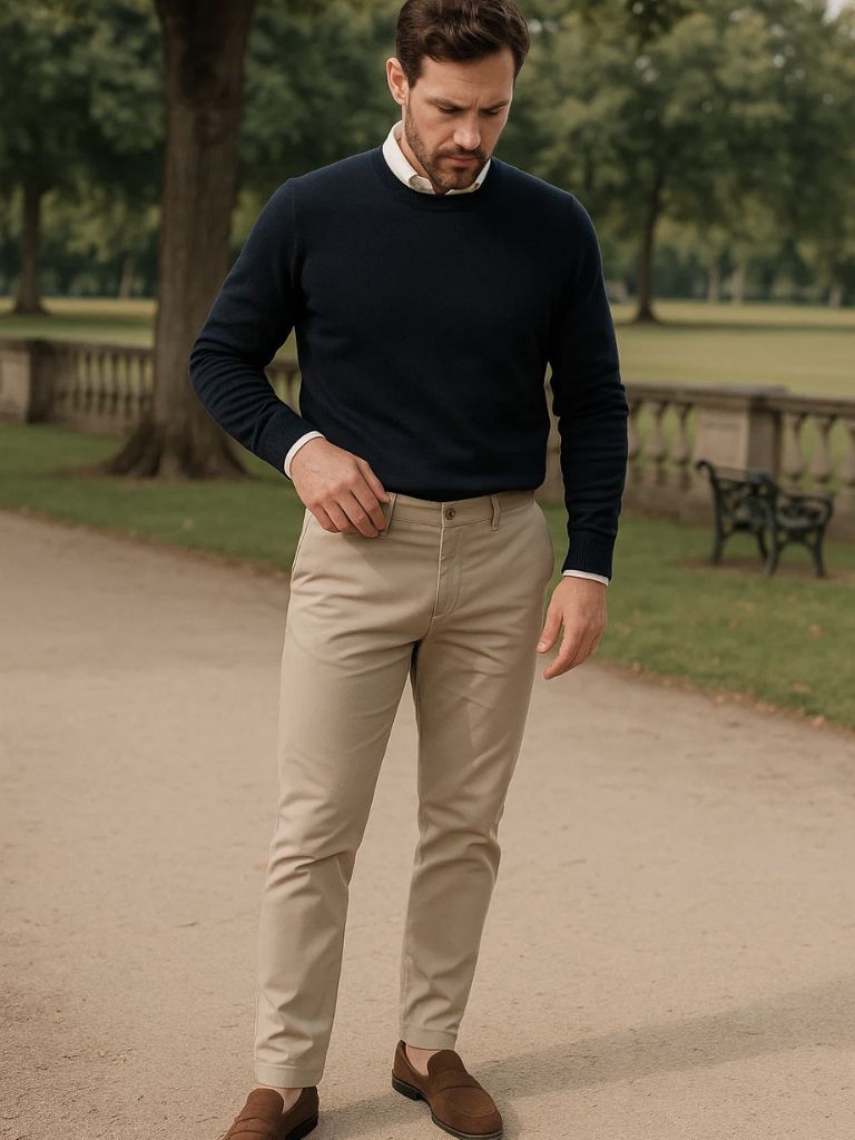 Casual Slim Fit Trousers Nude for Men