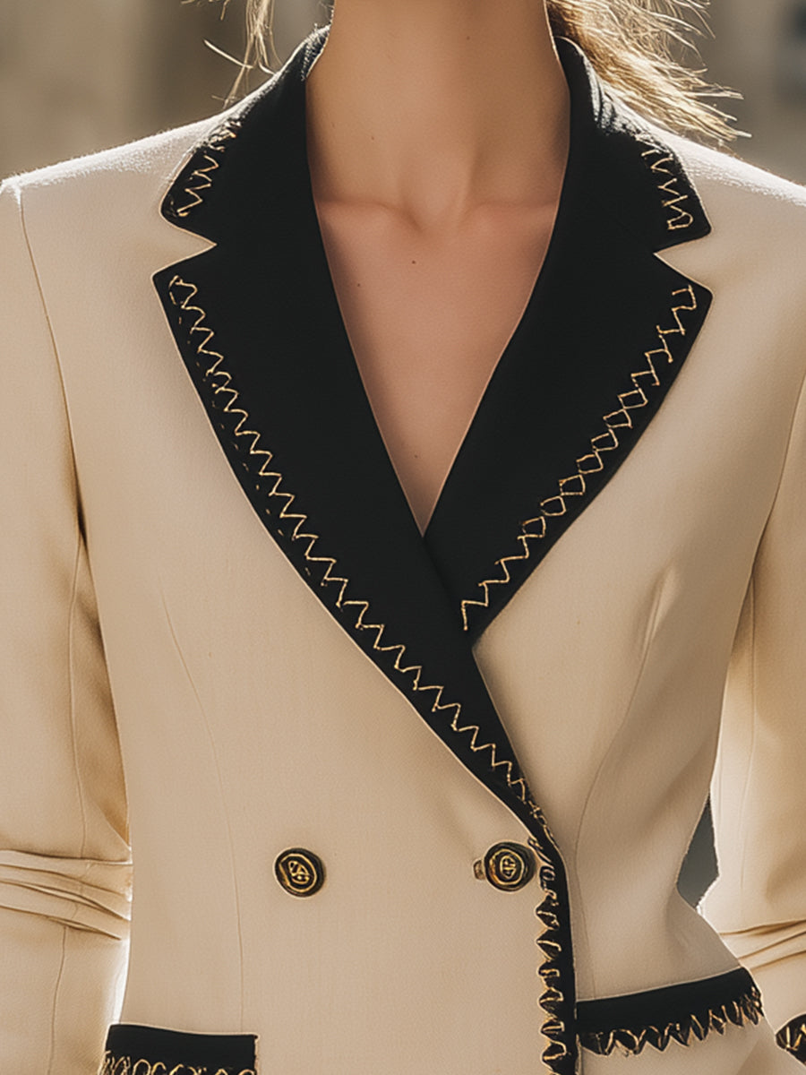 Elena | Blazer with Black Contrast Trim - Elle & Milo