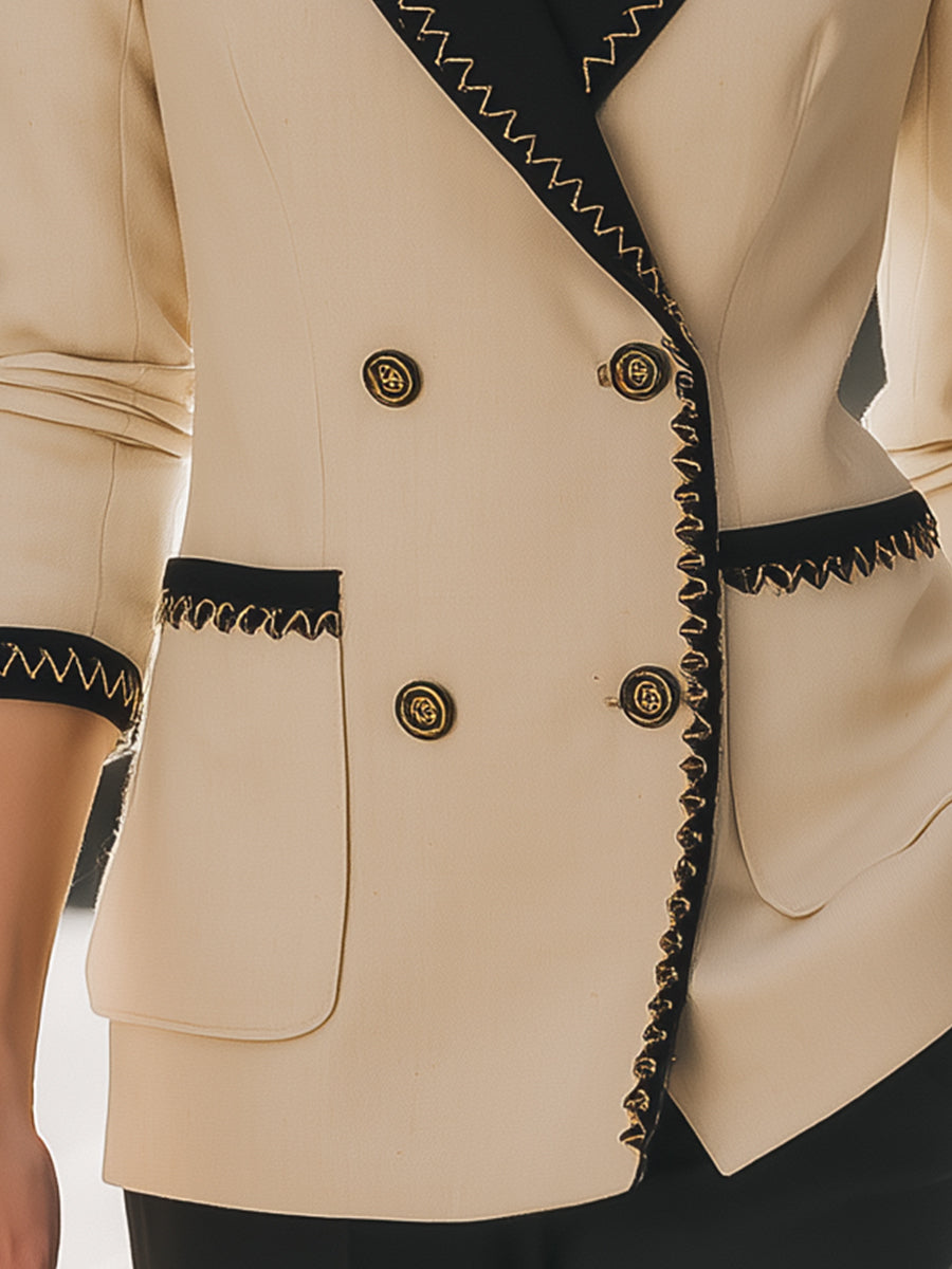 Elena | Blazer with Black Contrast Trim - Elle & Milo