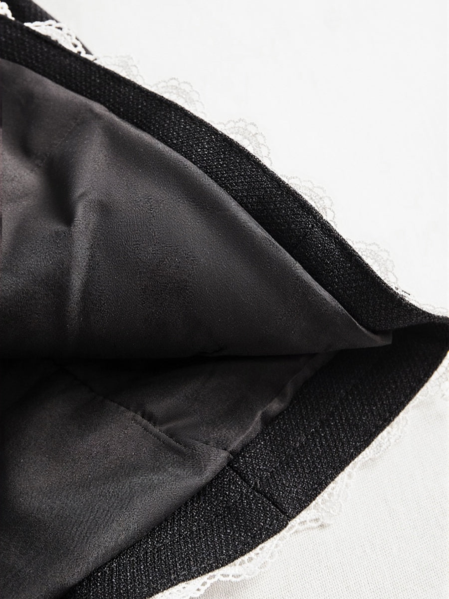 Elena | Blazer with Contrast Lace Trim - Elle & Milo