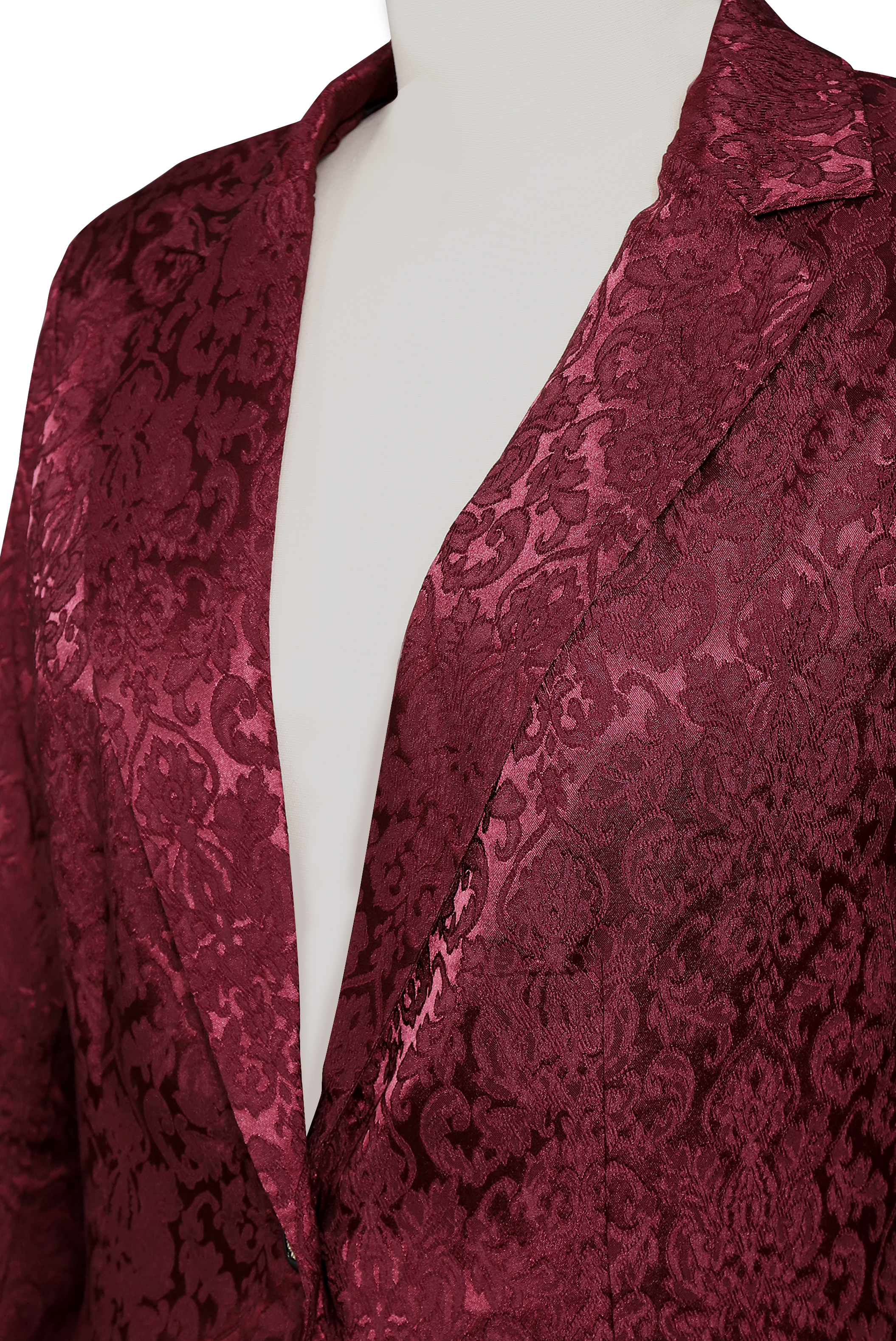 Luna | Burgundy Jacquard Satin Blazer - Elle & Milo