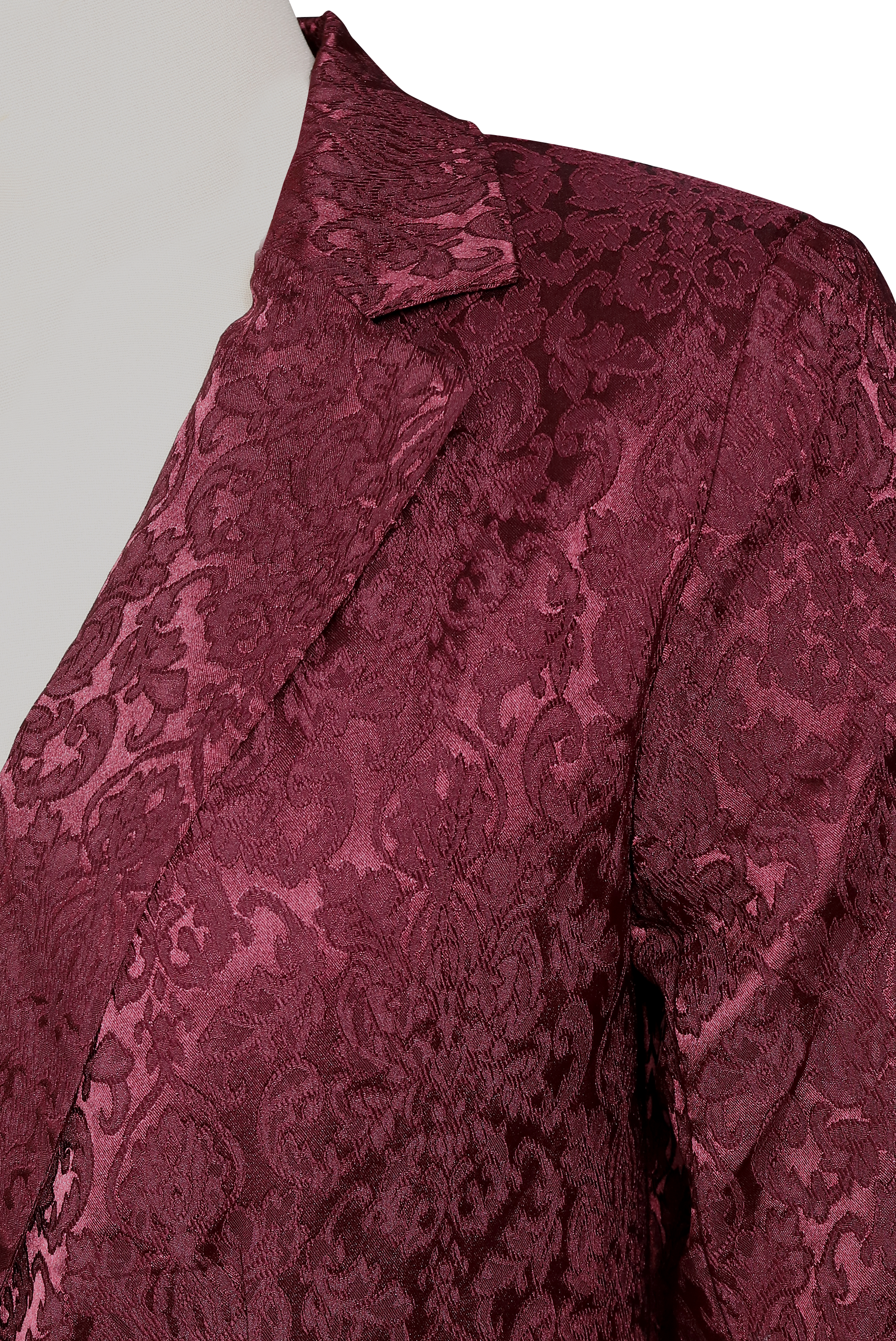Luna | Burgundy Jacquard Satin Blazer - Elle & Milo