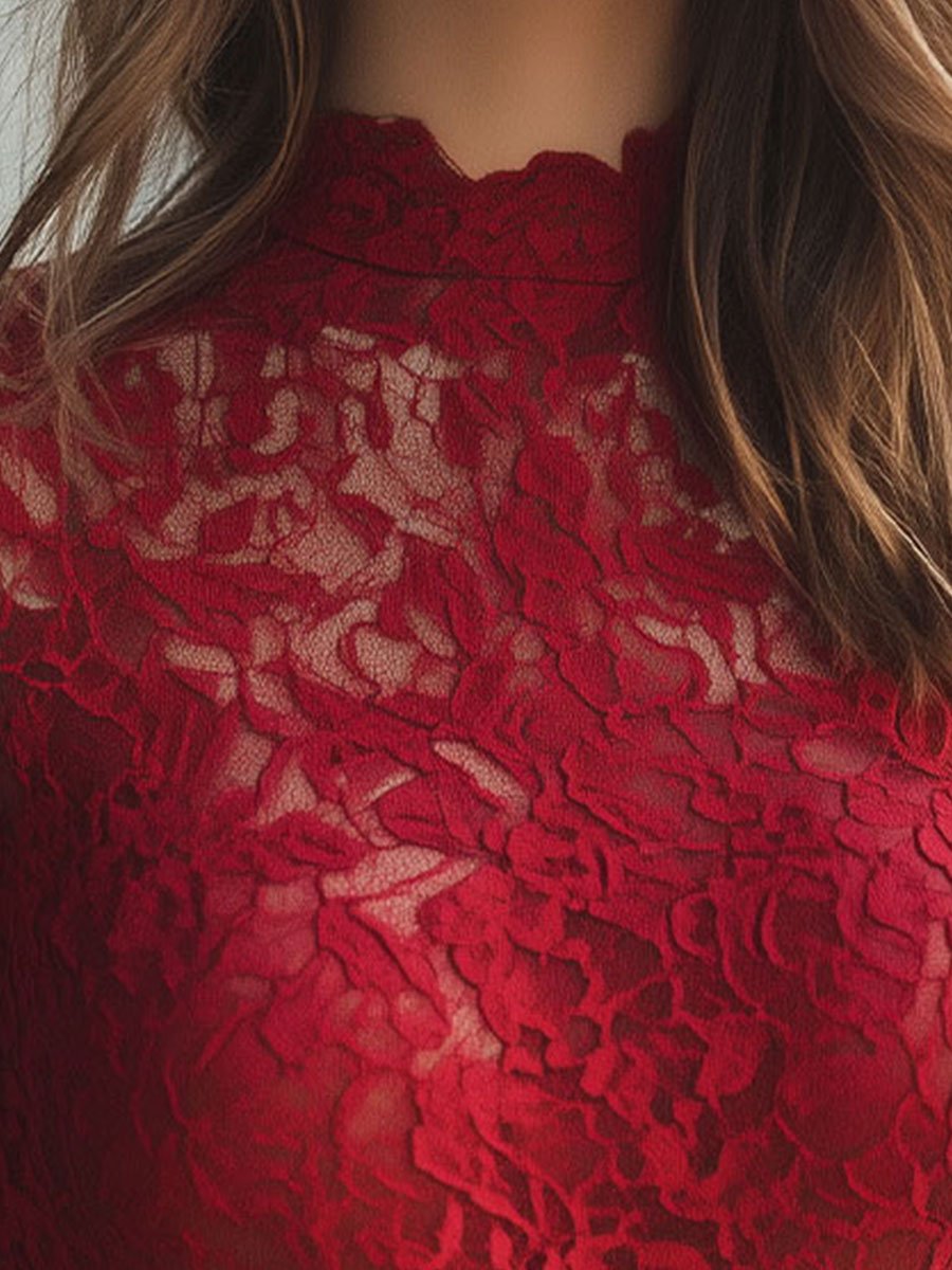 Isabelle | Floral Lace High Neck Blouse - Elle & Milo