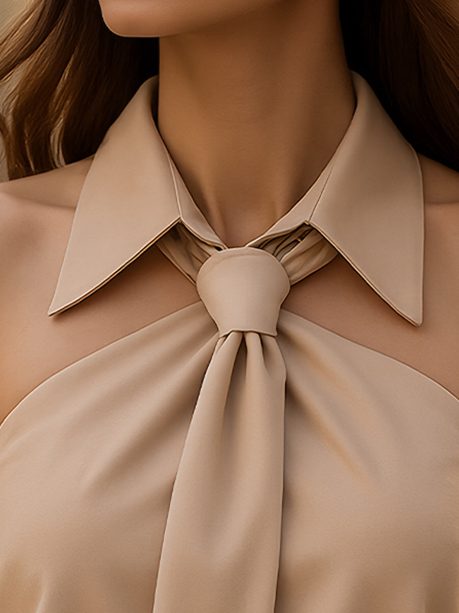 Luna | Sleeveless Halter Blouse Neck Tie - Elle & Milo