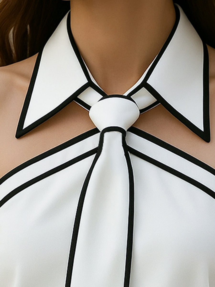 Lily | Halter Blouse Contrast Trim - Elle & Milo