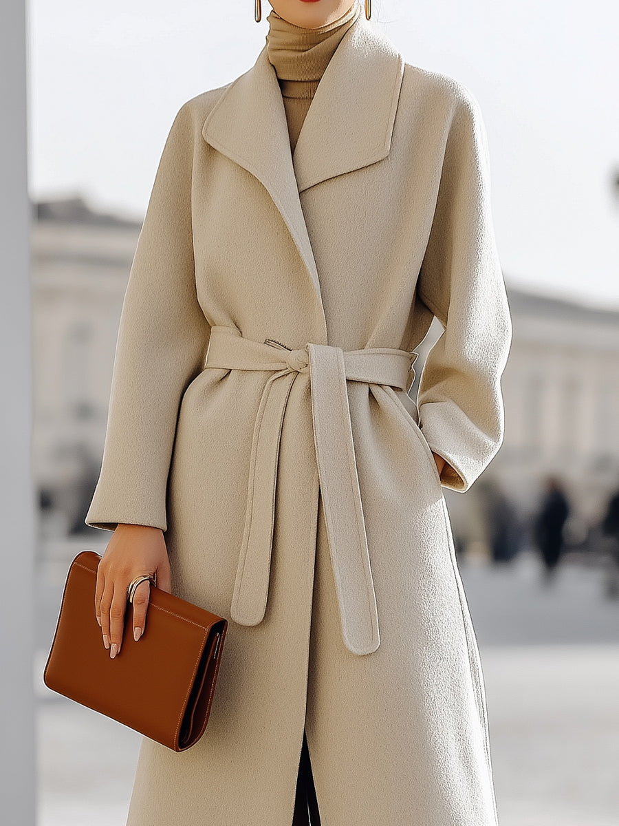 Elena | Wrap Coat with Self-Tie Belt - Elle & Milo