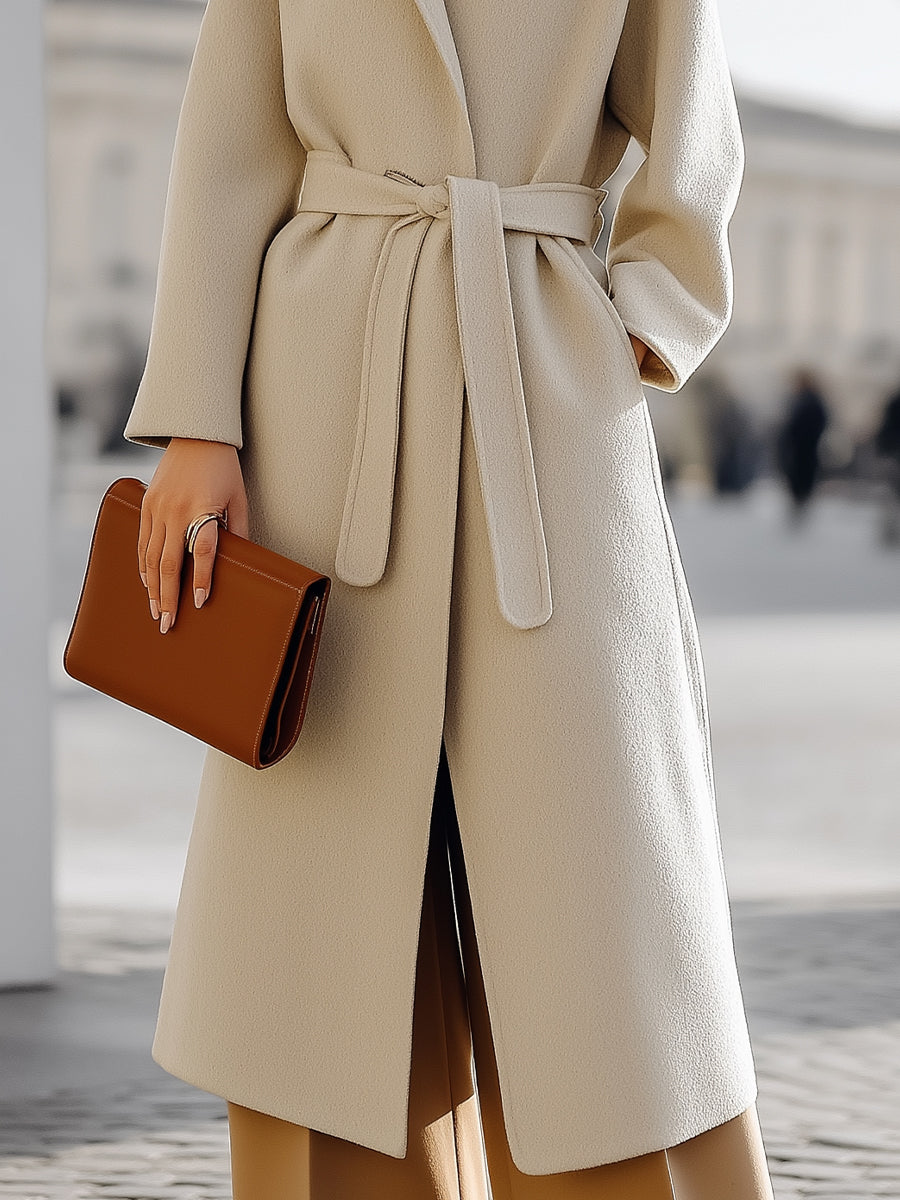 Elena | Wrap Coat with Self-Tie Belt - Elle & Milo