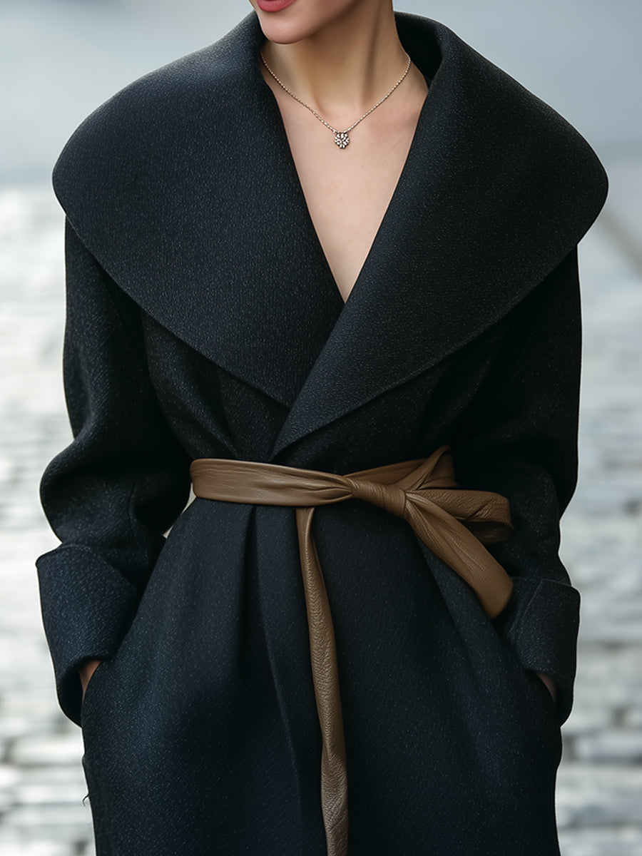 Elena | Shawl-Collar Belted Wrap Coat - Elle & Milo