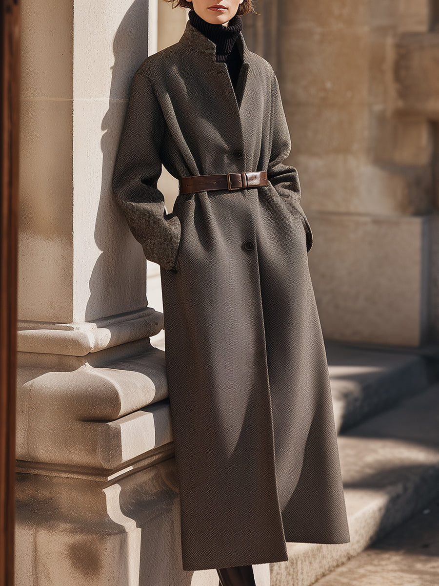 Aurora | Belted Wool Overcoat - Elle & Milo