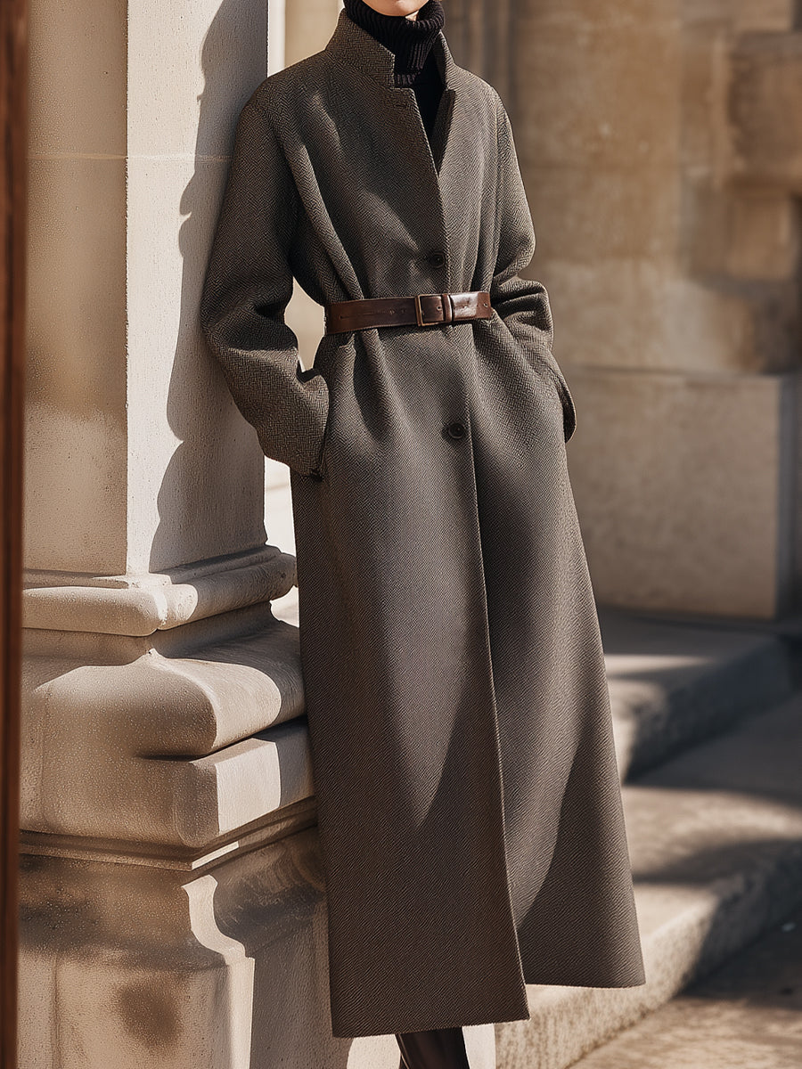 Aurora | Belted Wool Overcoat - Elle & Milo