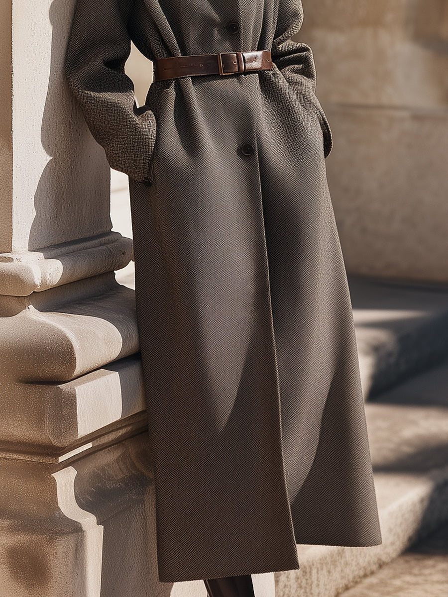 Aurora | Belted Wool Overcoat - Elle & Milo