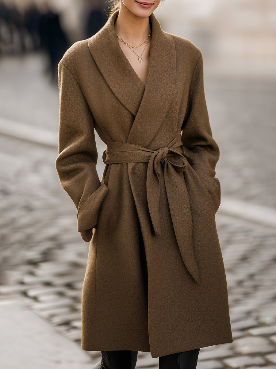 Elena | Belted Wrap Coat - Elle & Milo