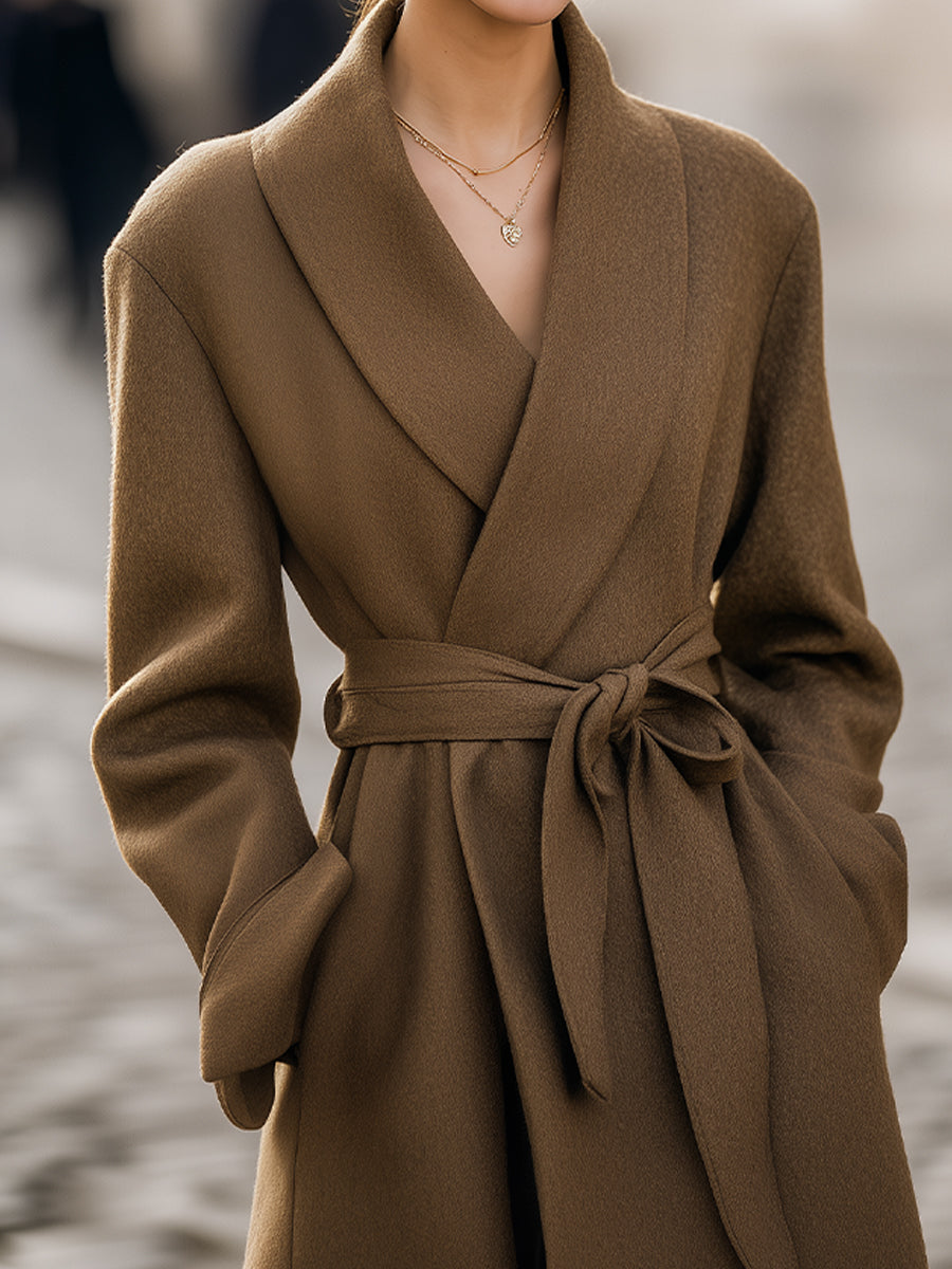Elena | Belted Wrap Coat - Elle & Milo