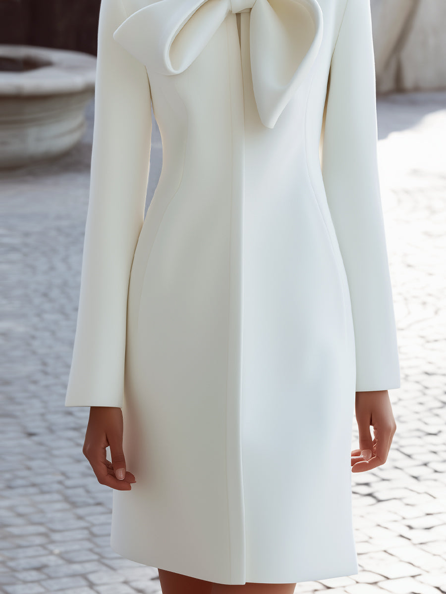 Aurora | Coat Dress with Statement Bow Collar - Elle & Milo