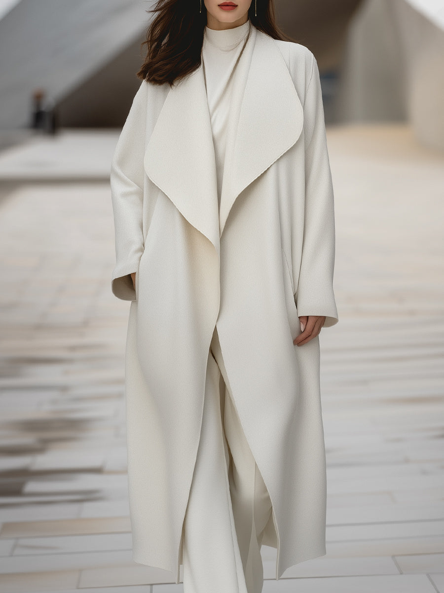 Aurora | Structured Draped Collar Wool Coat - Elle & Milo