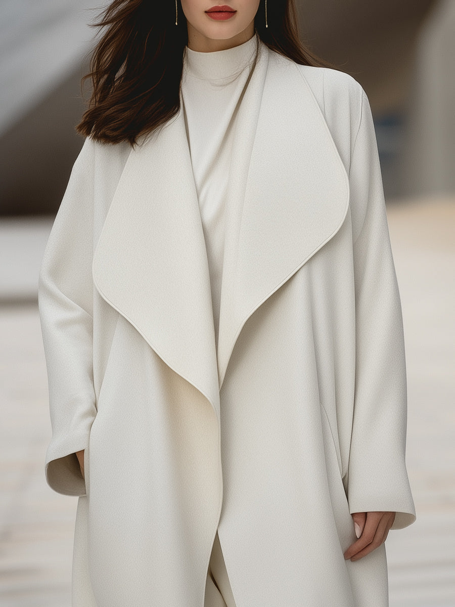 Aurora | Structured Draped Collar Wool Coat - Elle & Milo