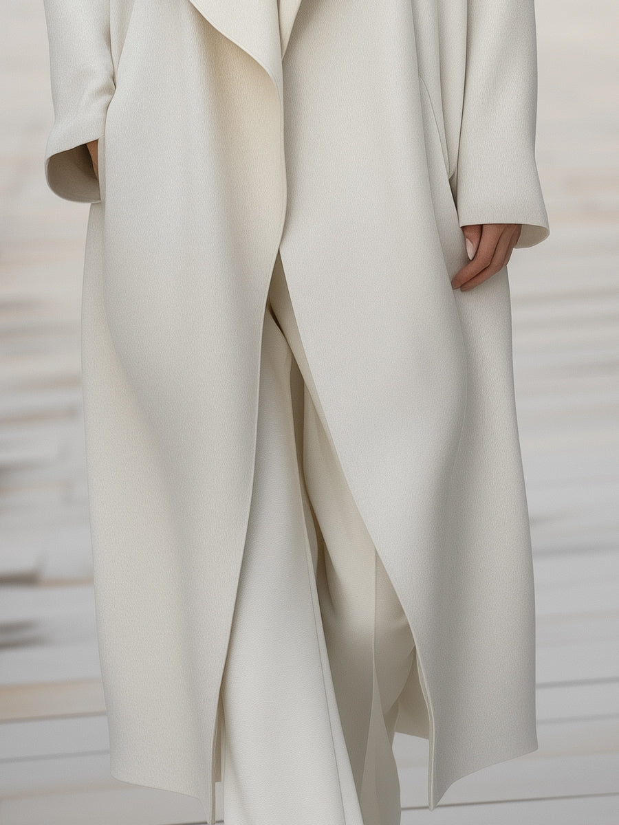 Aurora | Structured Draped Collar Wool Coat - Elle & Milo