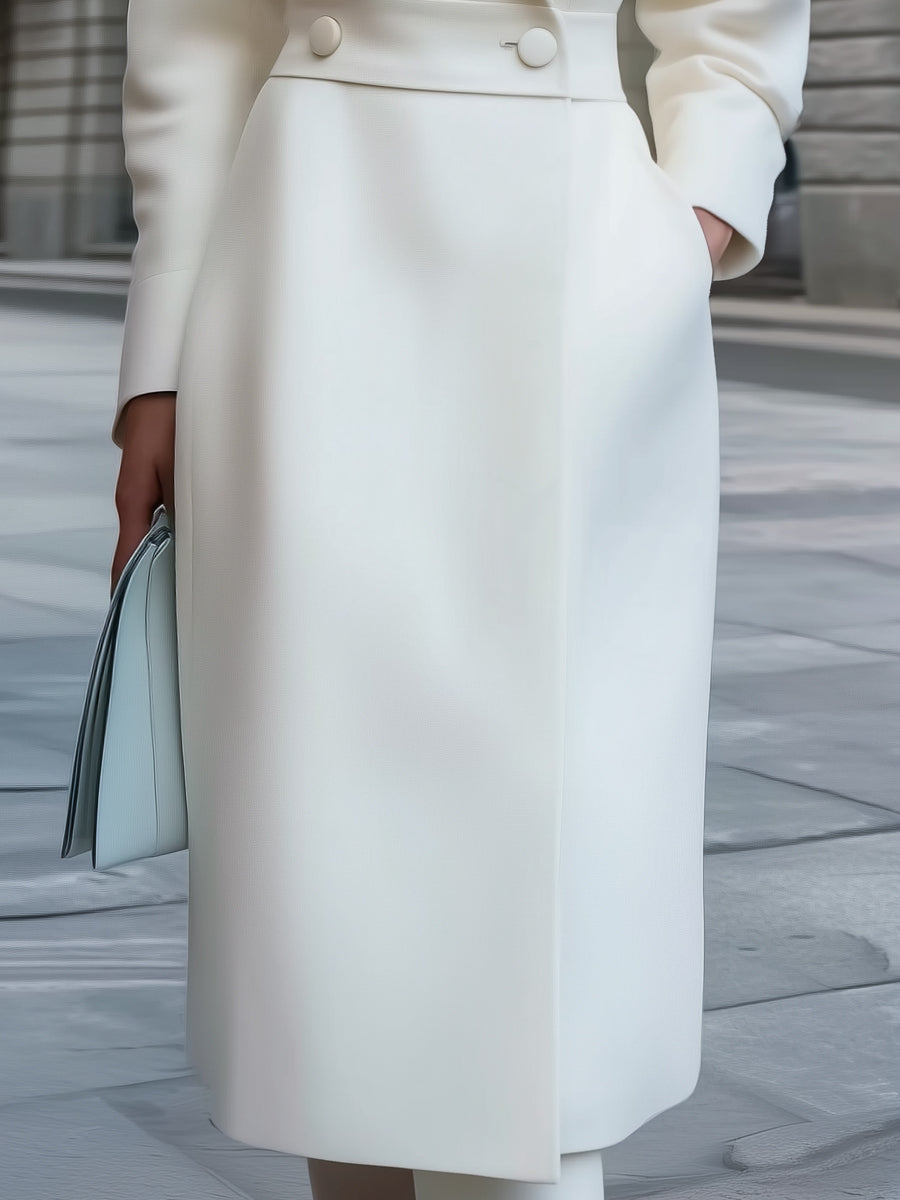 Chic | Double-Breasted Wool-Blend Coat Dress - Elle & Milo