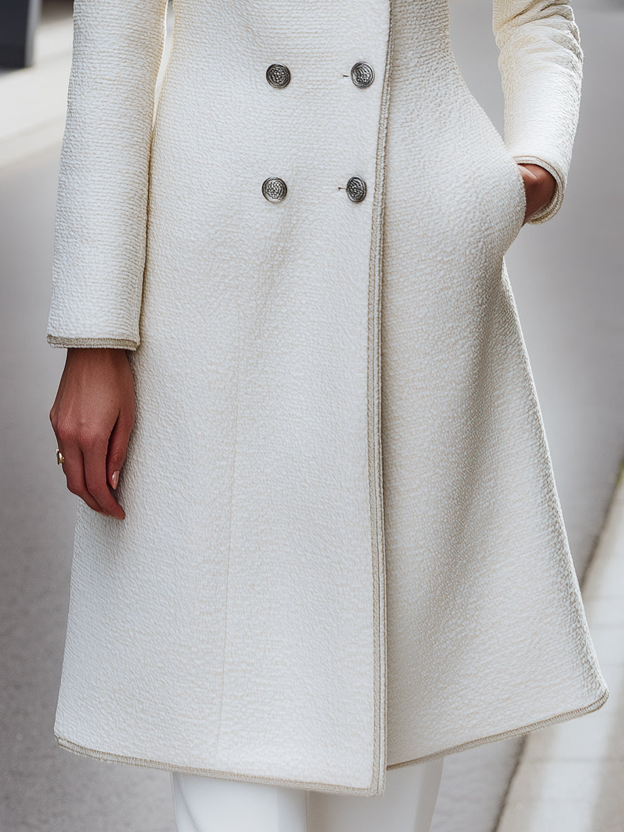 Elena | Double-Breasted Textured Wool-Blend Coat - Elle & Milo