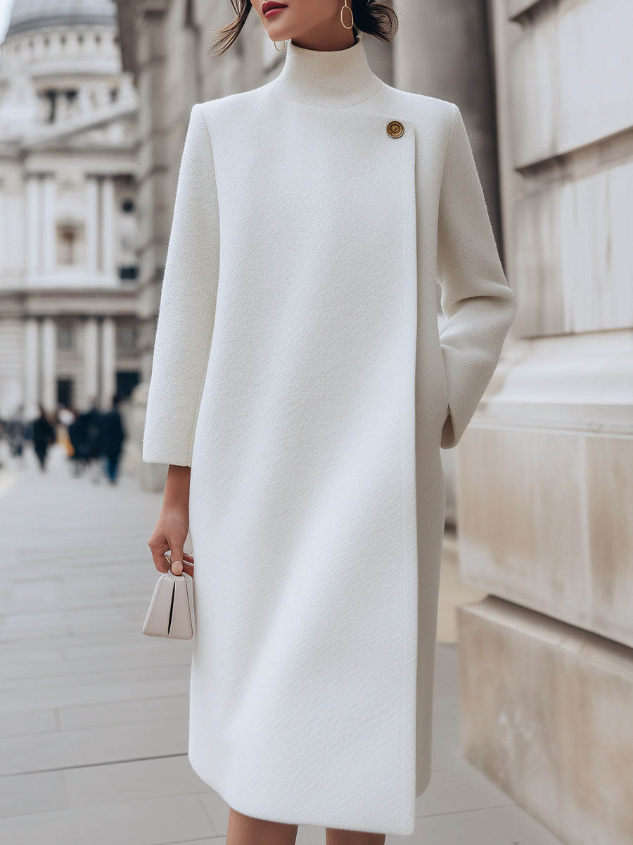 Elena | Wool-Blend Coat with Button Detail - Elle & Milo