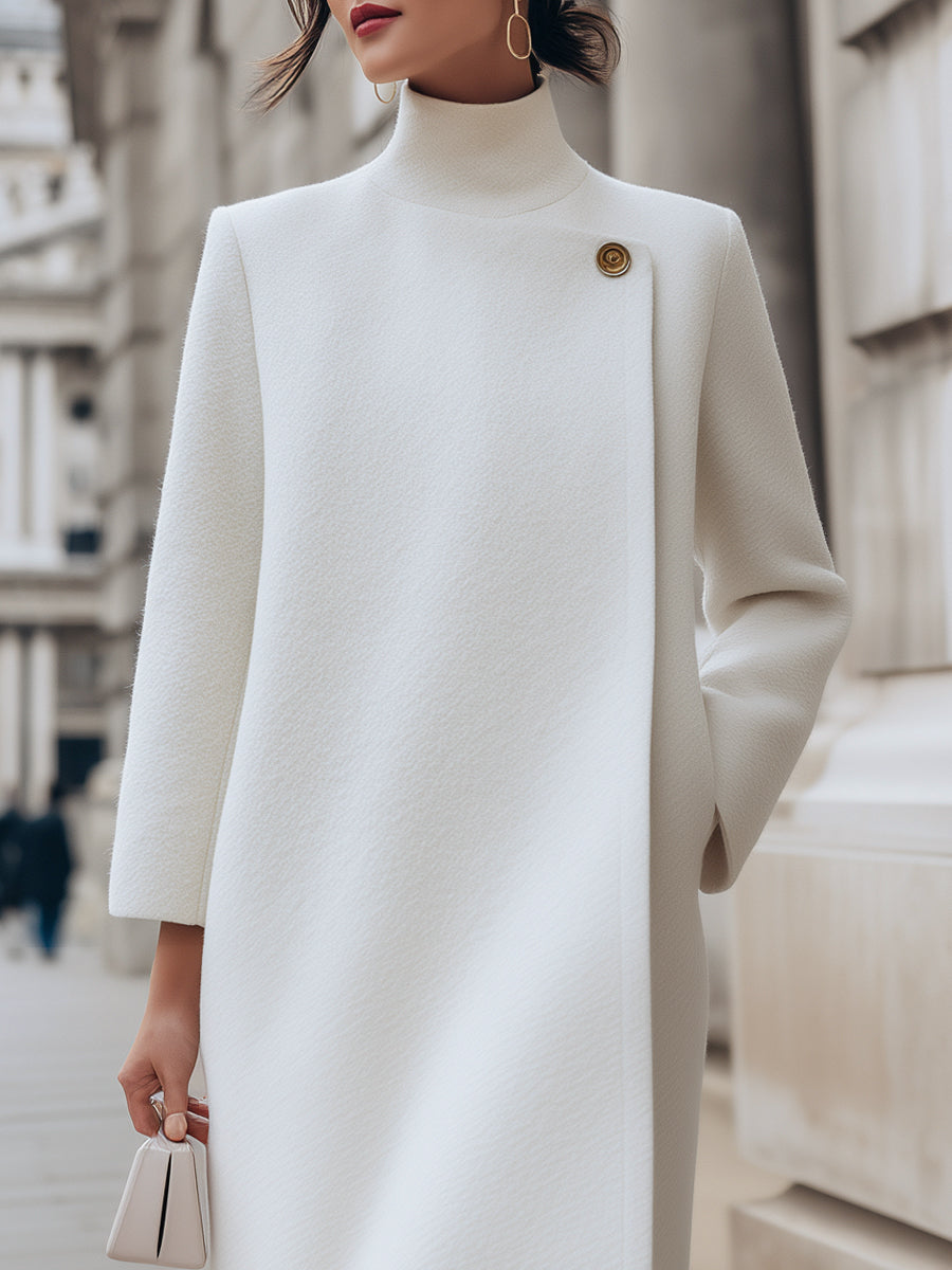 Elena | Wool-Blend Coat with Button Detail - Elle & Milo