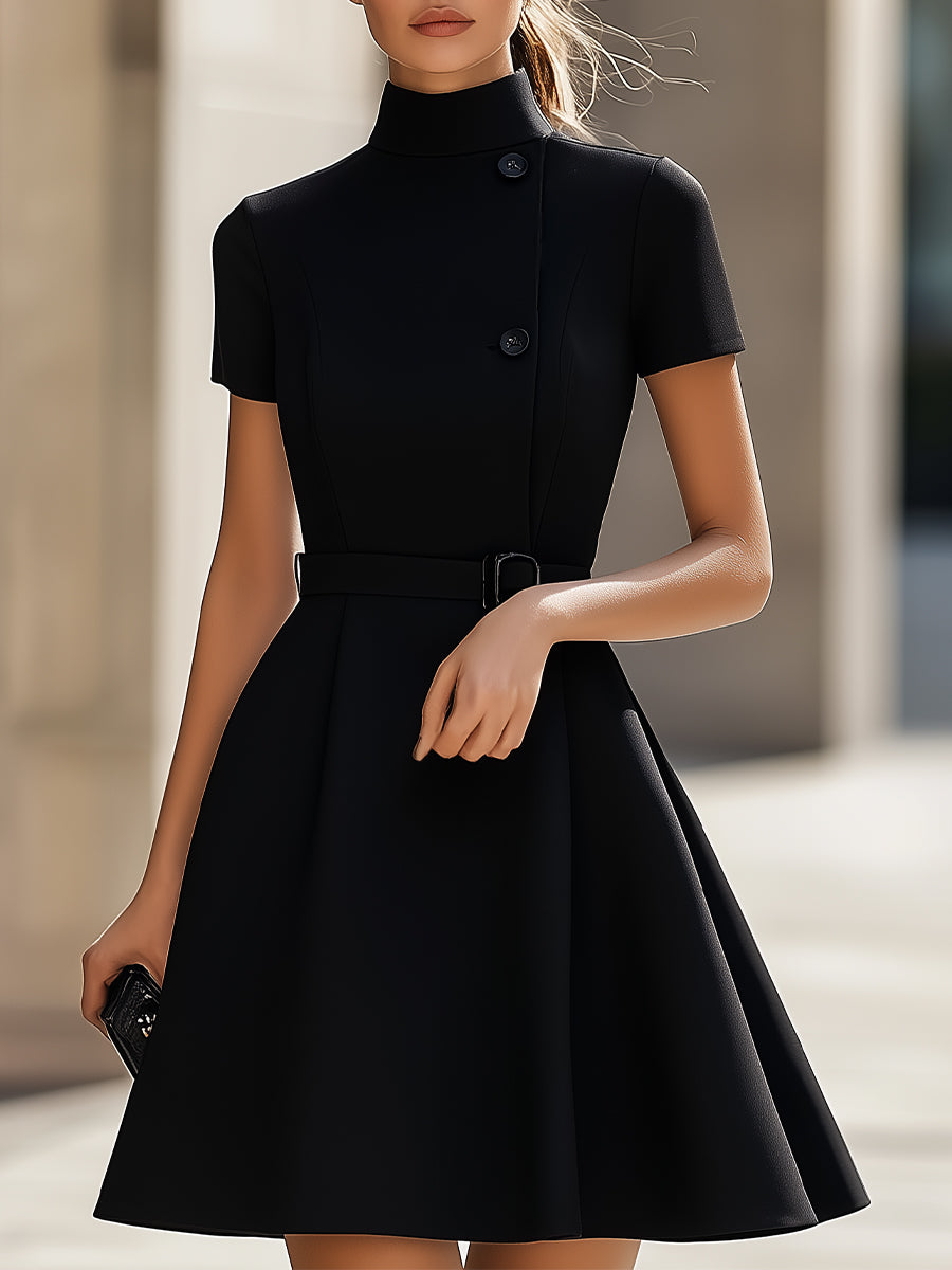 Isabelle | High Neck Belted Dress - Elle & Milo