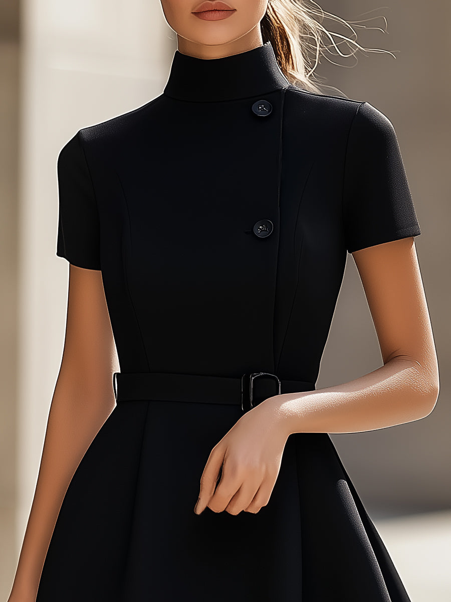 Isabelle | High Neck Belted Dress - Elle & Milo
