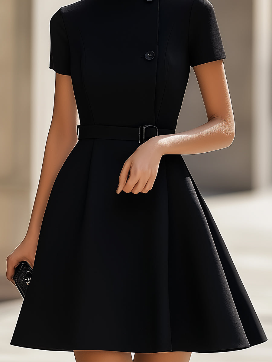 Isabelle | High Neck Belted Dress - Elle & Milo