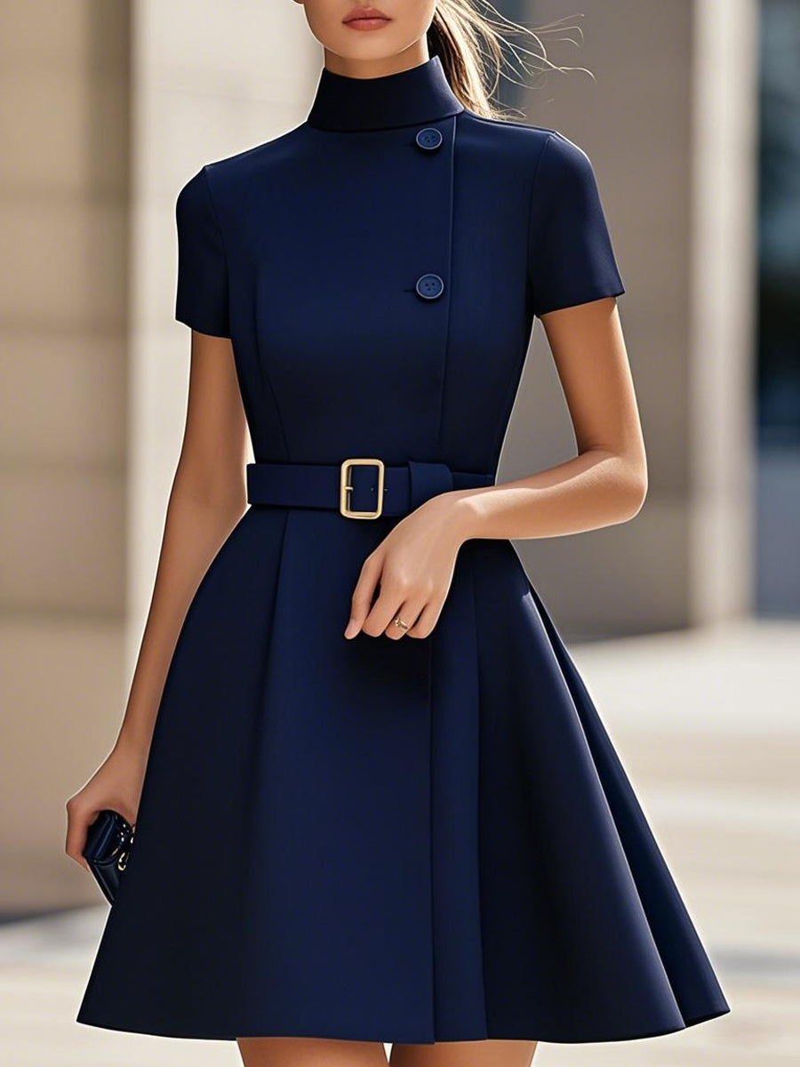 Isabelle | High Neck Belted Dress - Elle & Milo