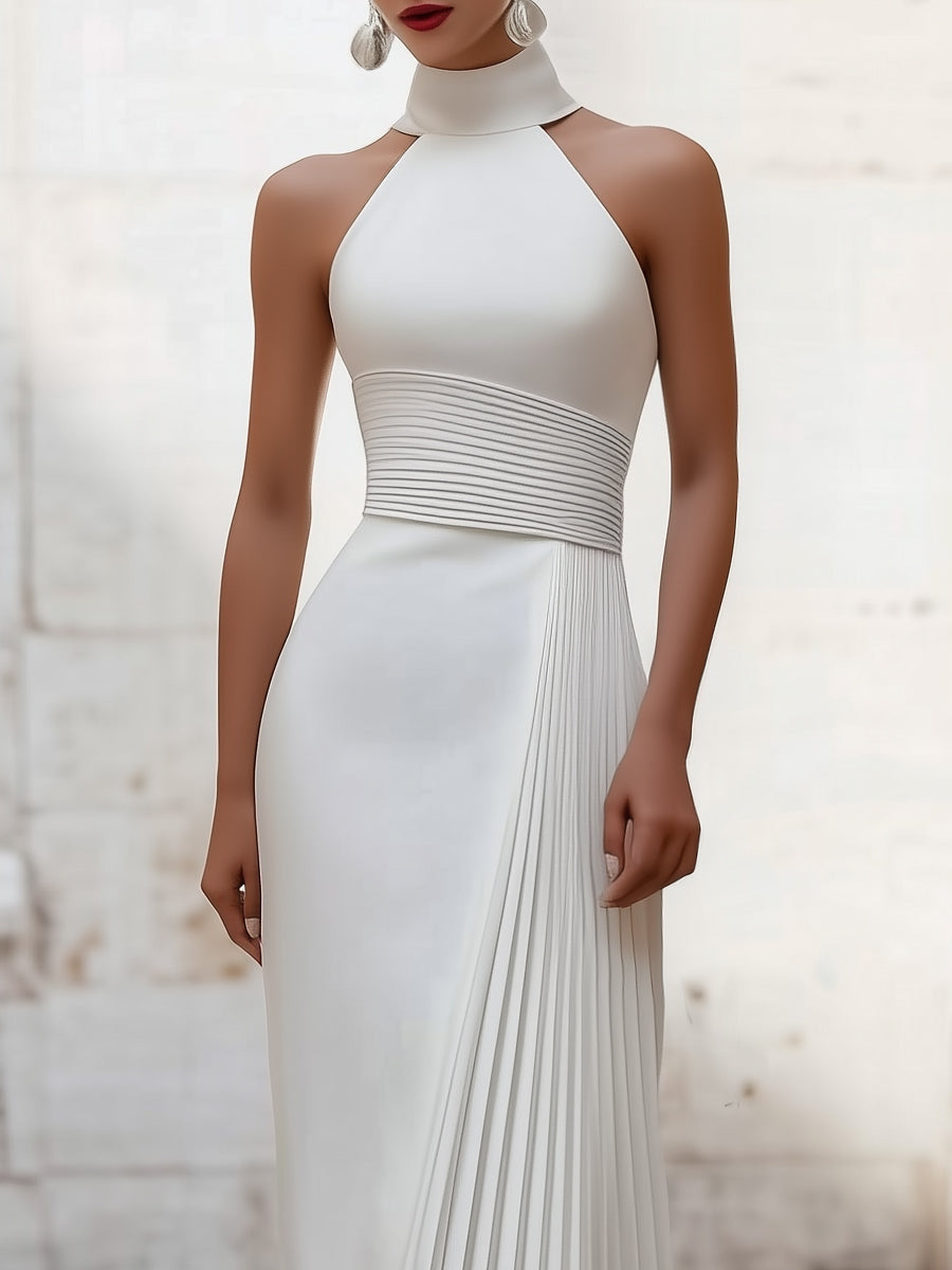 Isabelle | Pleated Halter-Neck Gown - Elle & Milo