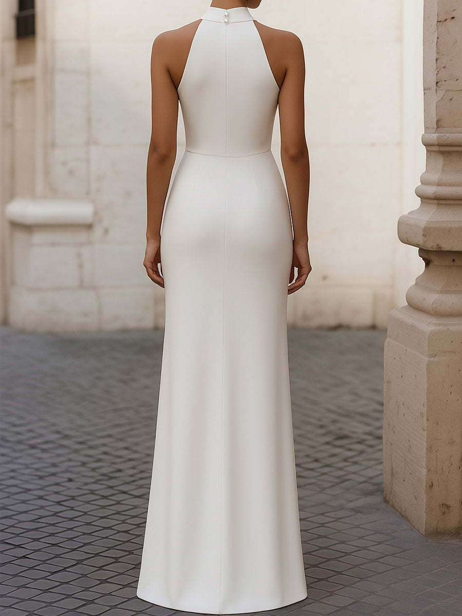 Isabelle | Pleated Halter-Neck Gown - Elle & Milo