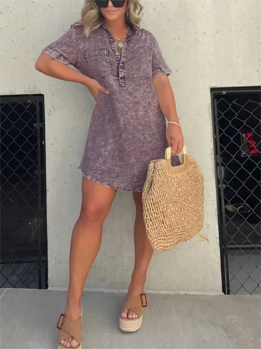Emberlynette | Denim Shirt Dress - Elle & Milo