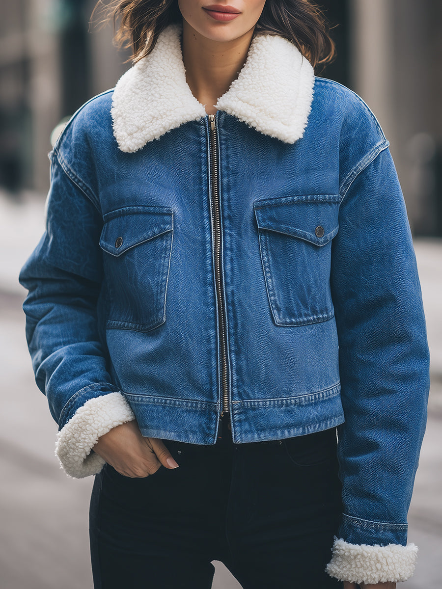 Elena | Sherpa-Lined Denim Jacket - Elle & Milo