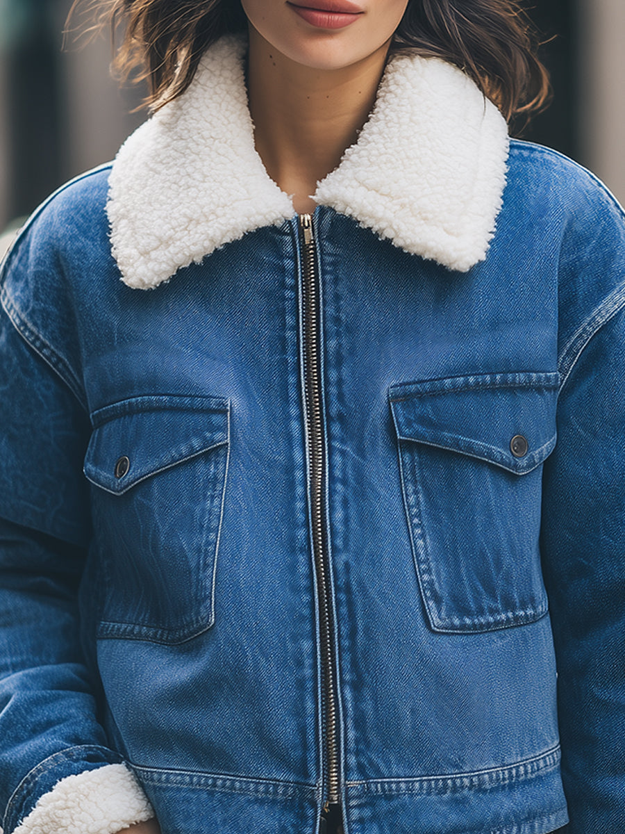 Elena | Sherpa-Lined Denim Jacket - Elle & Milo