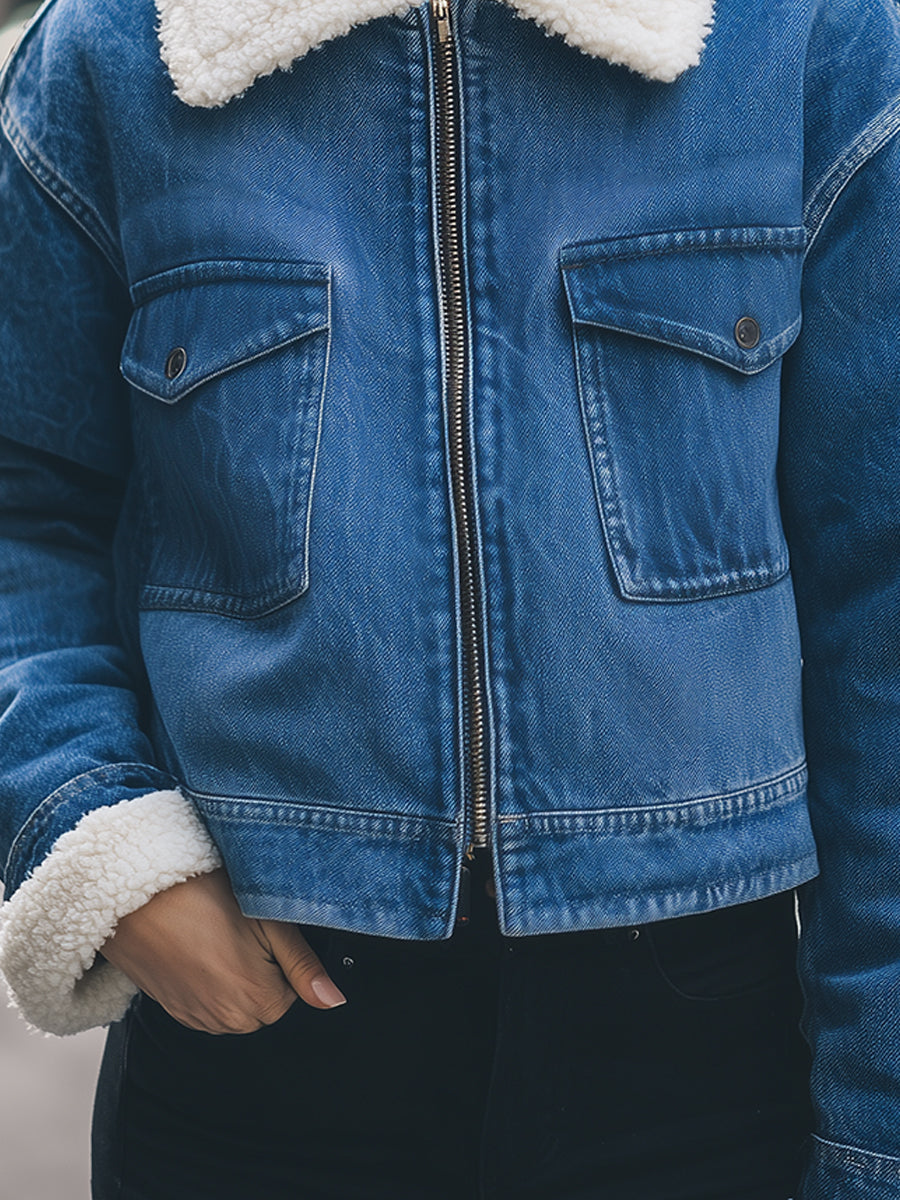 Elena | Sherpa-Lined Denim Jacket - Elle & Milo