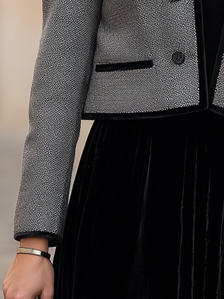 Elegant | Cropped Jacket with Black Trim - Elle & Milo
