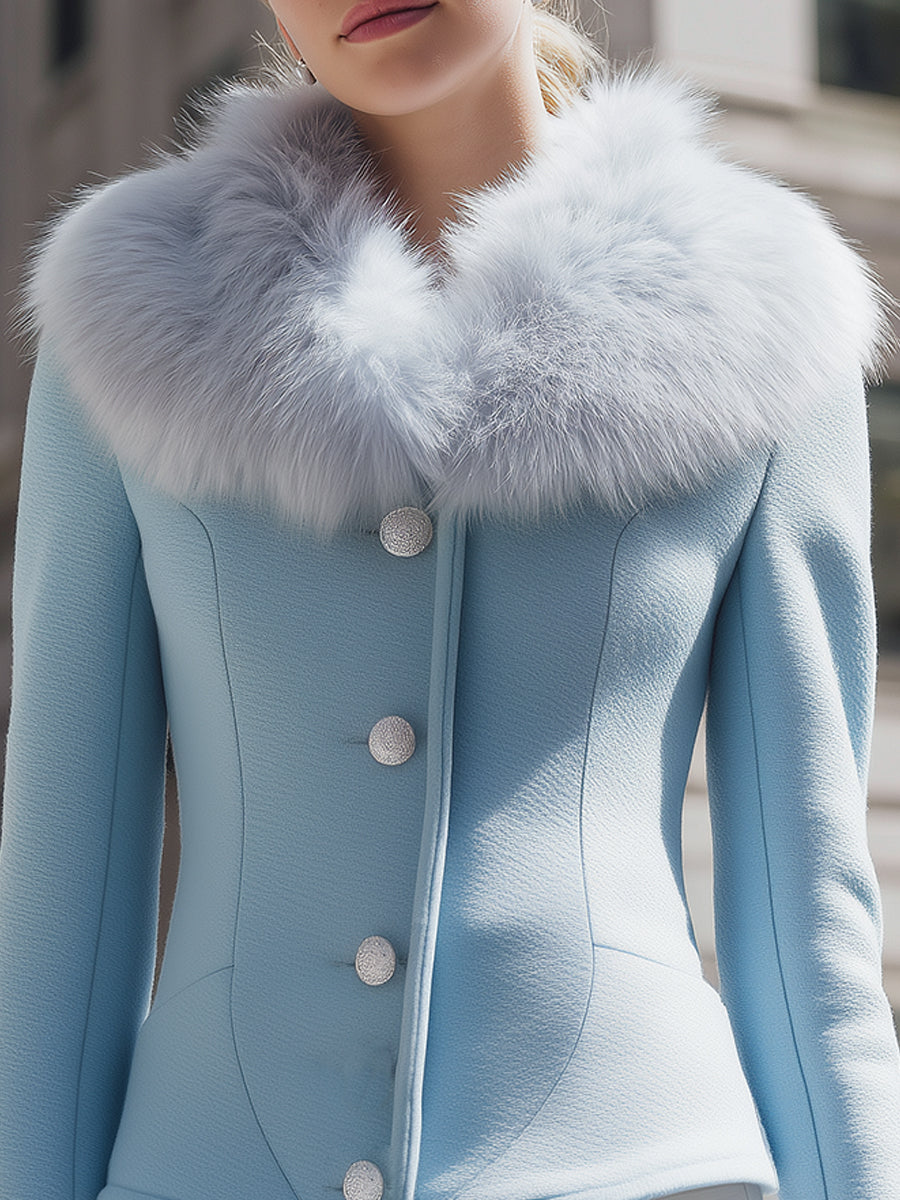 Elena | Jacket with Fluffy Collar - Elle & Milo