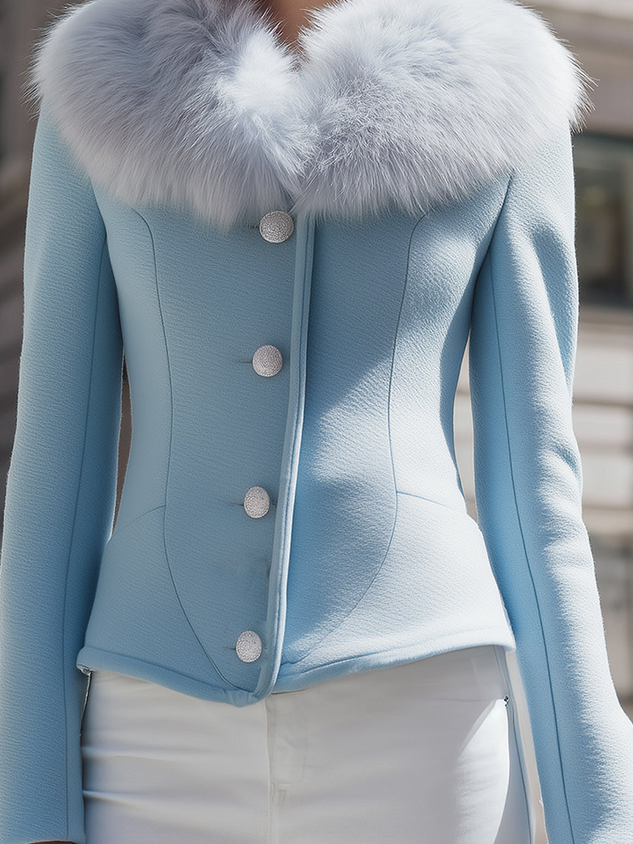 Elena | Jacket with Fluffy Collar - Elle & Milo