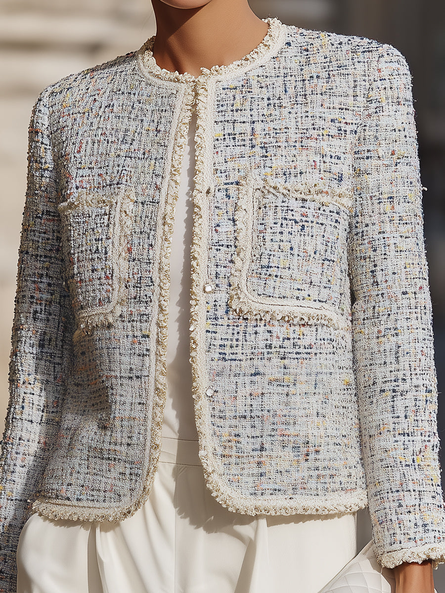 Elena | Tweed Jacket with Contrast Trim - Elle & Milo
