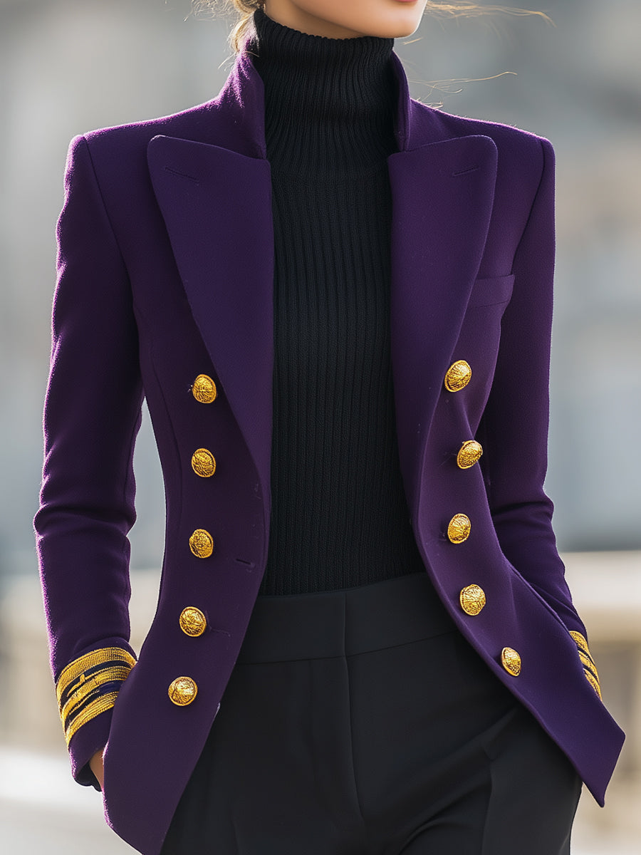 Elena | Double-Breasted Military Blazer - Elle & Milo