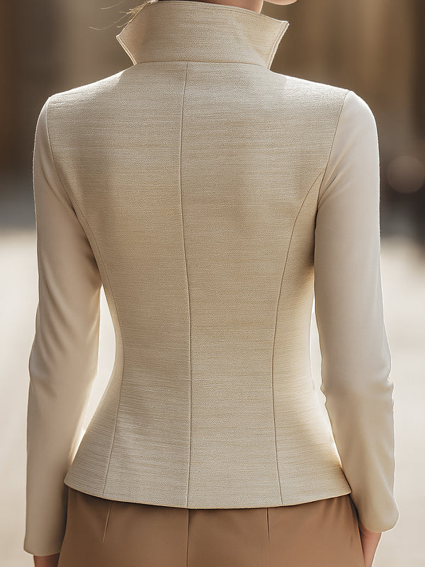 Elena | Stand Collar Zipper Jacket - Elle & Milo