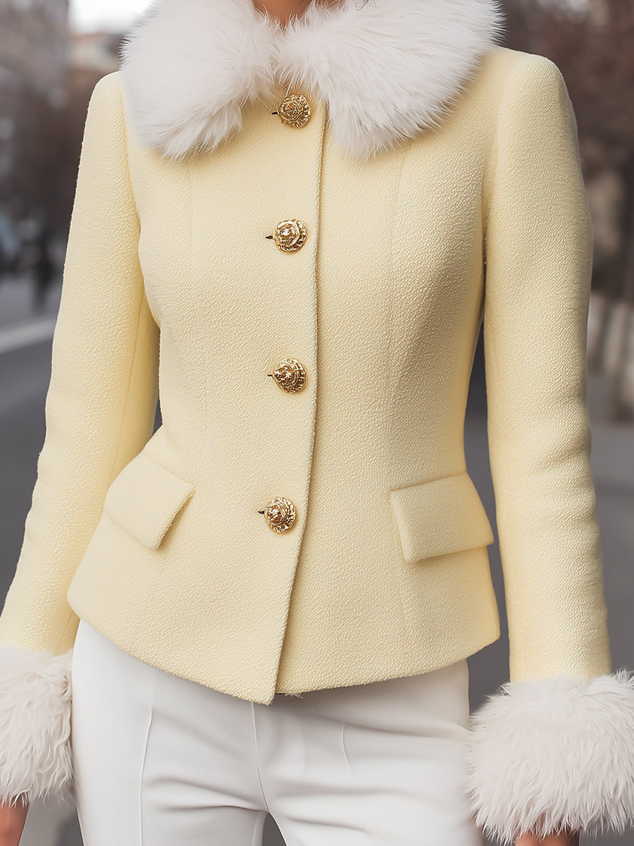 Elena | Jacket with Faux Fur Trims - Elle & Milo