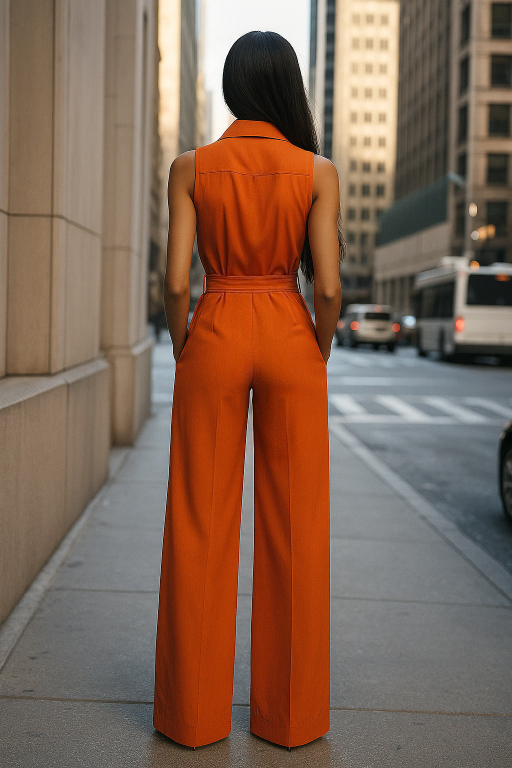 Lucienne | Sleeveless Orange Jumpsuit - Elle & Milo