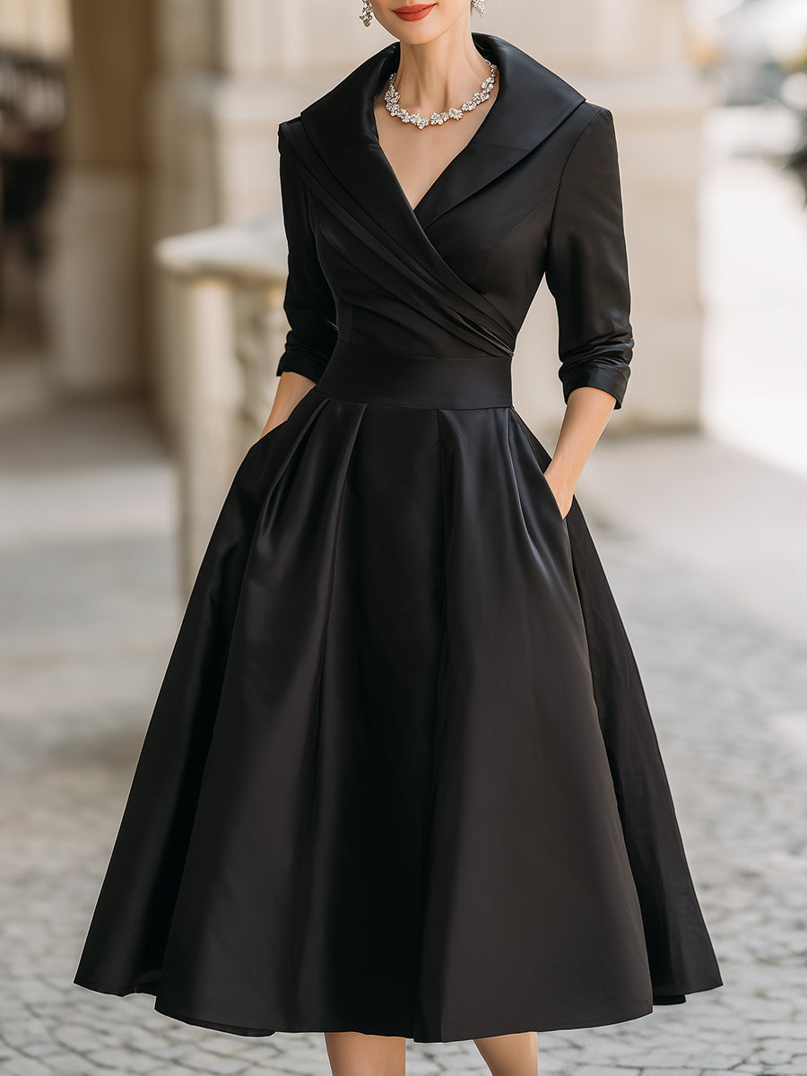 Aurora | Vintage Satin Midi Dress - Elle & Milo