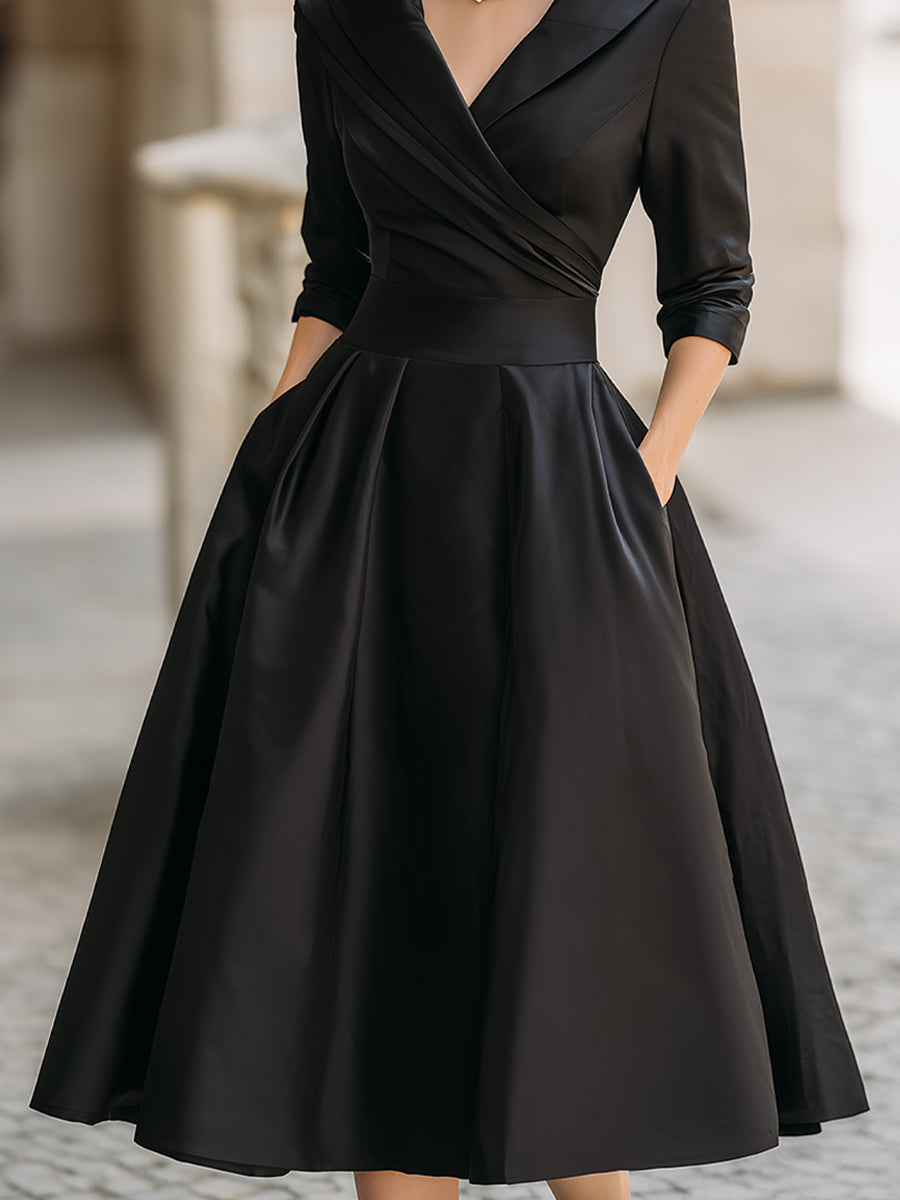 Aurora | Vintage Satin Midi Dress - Elle & Milo