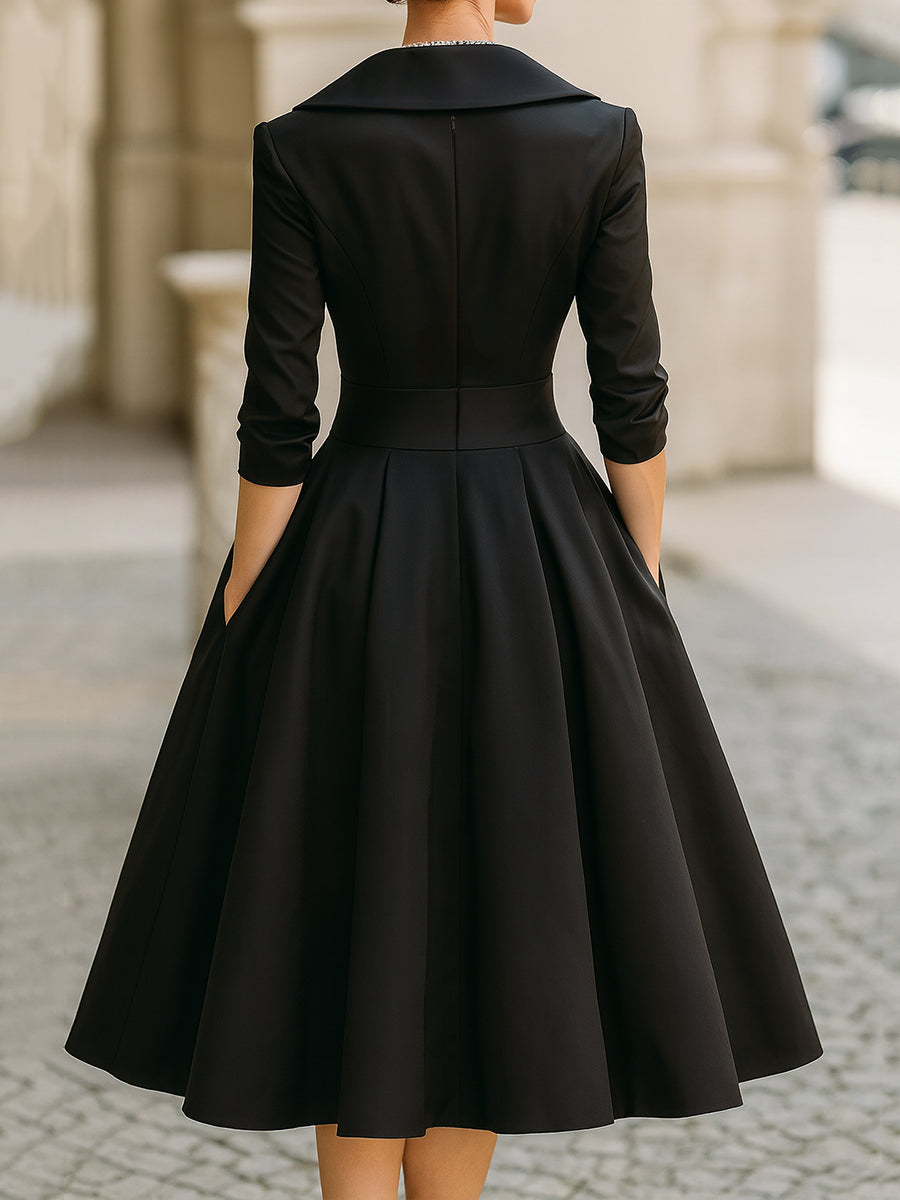 Aurora | Vintage Satin Midi Dress - Elle & Milo